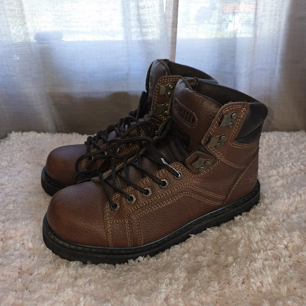 Texas Steer 8 wide Men's Brown Leather Work Boots oil resistant